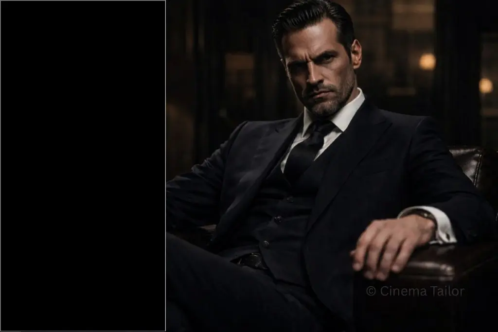 Black suit as final authority in cinema Movie villain suits featuring a black tailored suit symbolizing final authority in cinema
