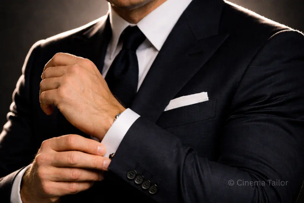 Step-by-step guide on how to fold a white linen pocket square in a classic TV fold style.